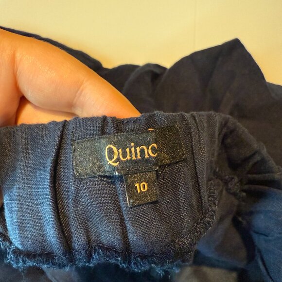 Quince Women 10 100% Linen Trouser Pant Pleated Navy Blue Breathable Lightweight - Picture 5 of 12